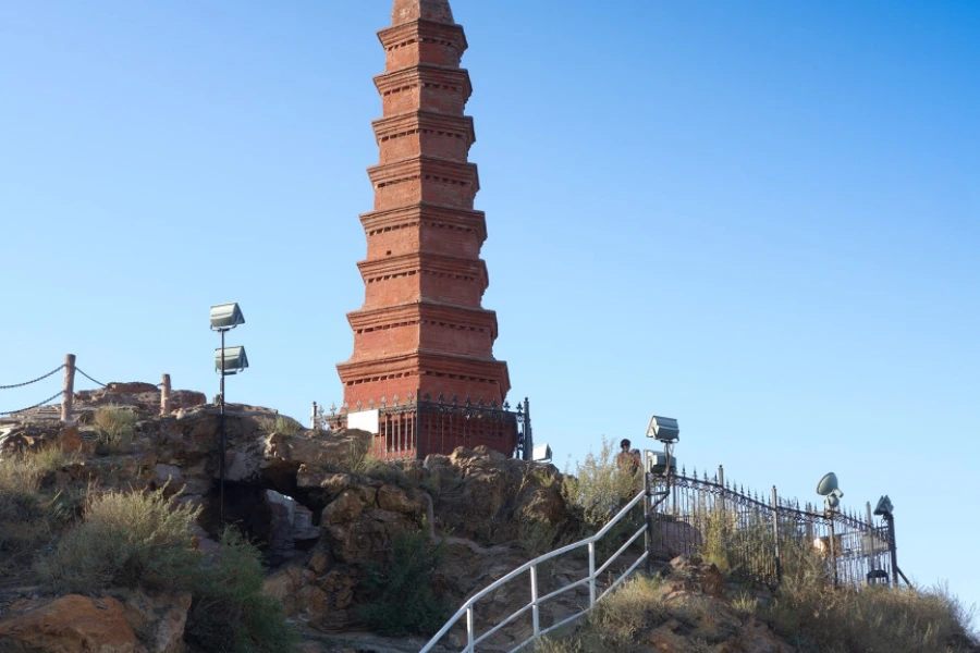 red sandstone hill of Hongshan Park above Urumqi city red sandstone hill of Hongshan Park above Urumqi city