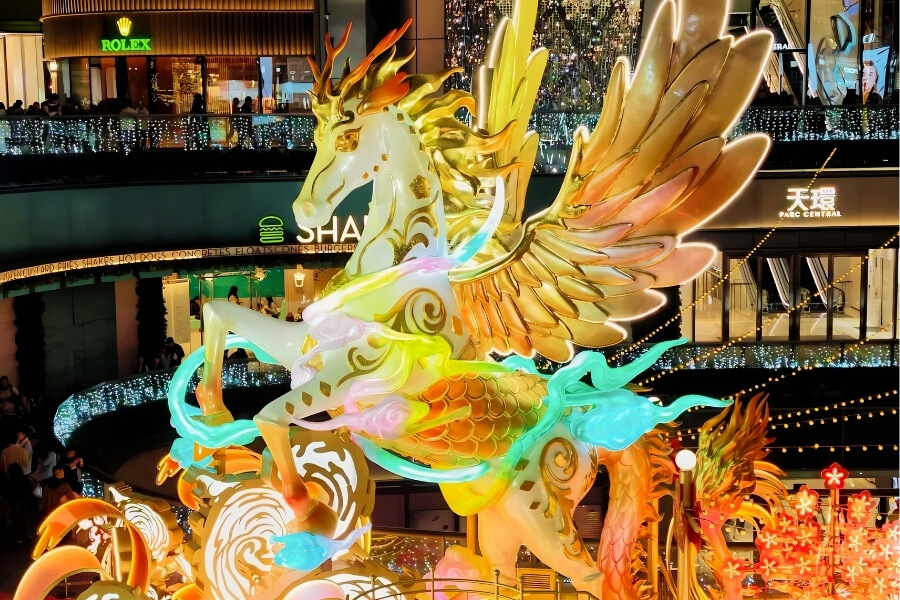 Year of the Horse decorations during Chinese New Year celebrations