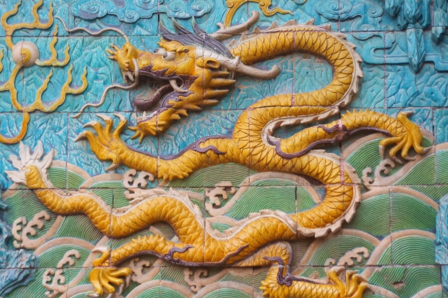 Chinese dragon symbolism inside the Forbidden City in Beijing