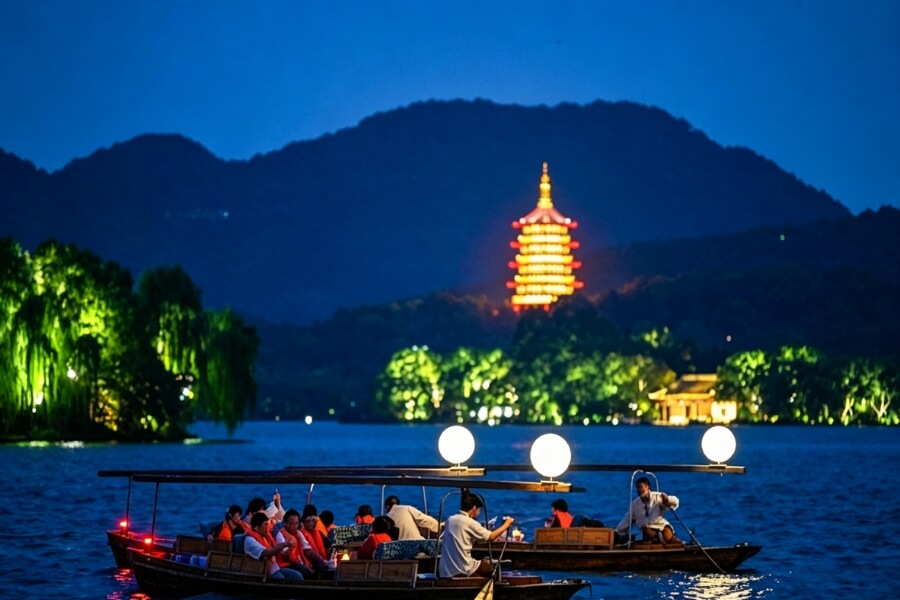 moon viewing during Mid-Autumn Festival at West Lake Hangzhou