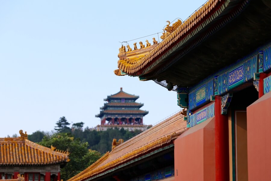 roof guardians and yellow tiles of the Forbidden City architecture roof guardians and yellow tiles of the Forbidden City architecture